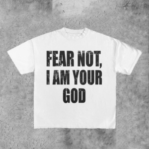 "Fear Not,I Am Your God" Print Cotton Short Sleeve T-Shirt - Sopula